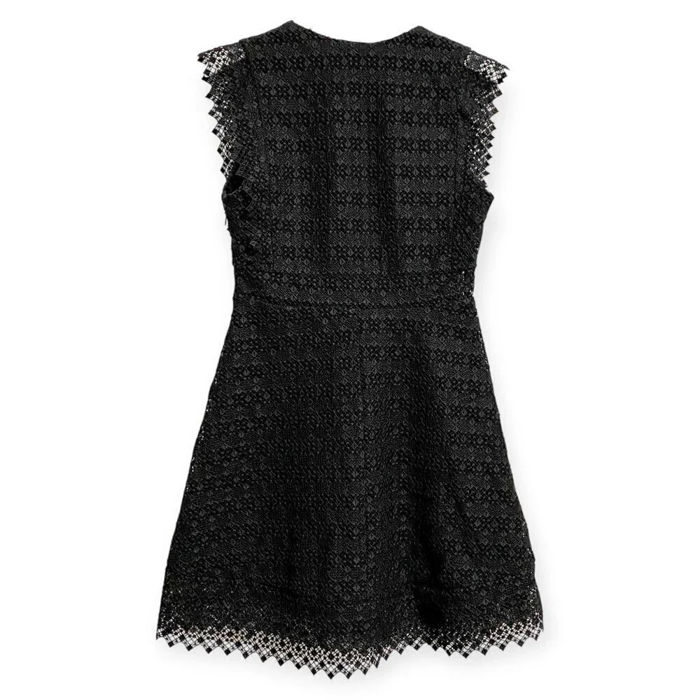 Sandro Lindsey black pinked crocheted dress, Size 3/L - Picture 4 of 15